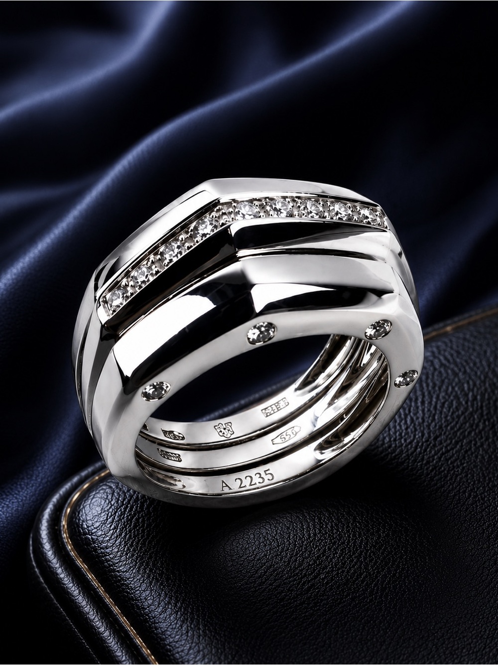 AUDEMARS PIGUET Authentic 18K WhiteGold Diamond Ring 2-in-1 Design Size EU 53 |